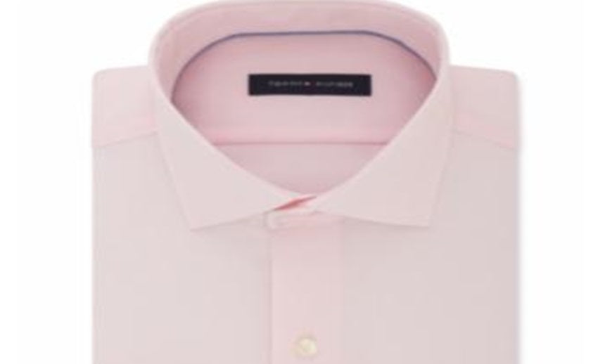 Camisa social Tommy Hilfiger masculina grande e alta, clássica, regular fit, elástica, sem passar, rosa, tamanho 19x37-38