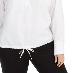 Camisa feminina Alfani Plus Popover, branca, tamanho 2X