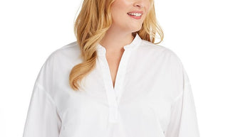 Camisa feminina Alfani Plus Popover, branca, tamanho 2X