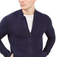 Cardigan Alfani Masculino Texturizado com Zíper Frontal Azul Tamanho Médio