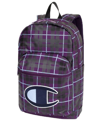 Mochila com zíper xadrez Champion masculina - Roxa - Tamanho regular