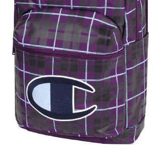 Mochila com zíper xadrez Champion masculina - Roxa - Tamanho regular