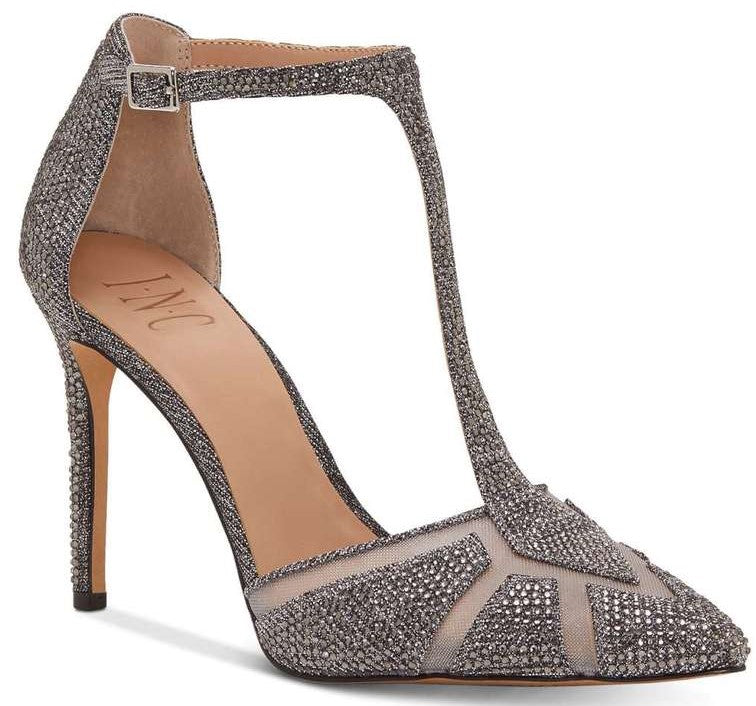 INC International Concepts Karsyn Scarpin Feminino Bico Fino Tira no Tornozelo Clássico Cinza Tamanho 10 M