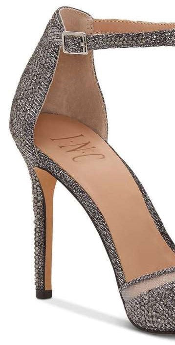 INC International Concepts Karsyn Scarpin Feminino Bico Fino Tira no Tornozelo Clássico Cinza Tamanho 10 M