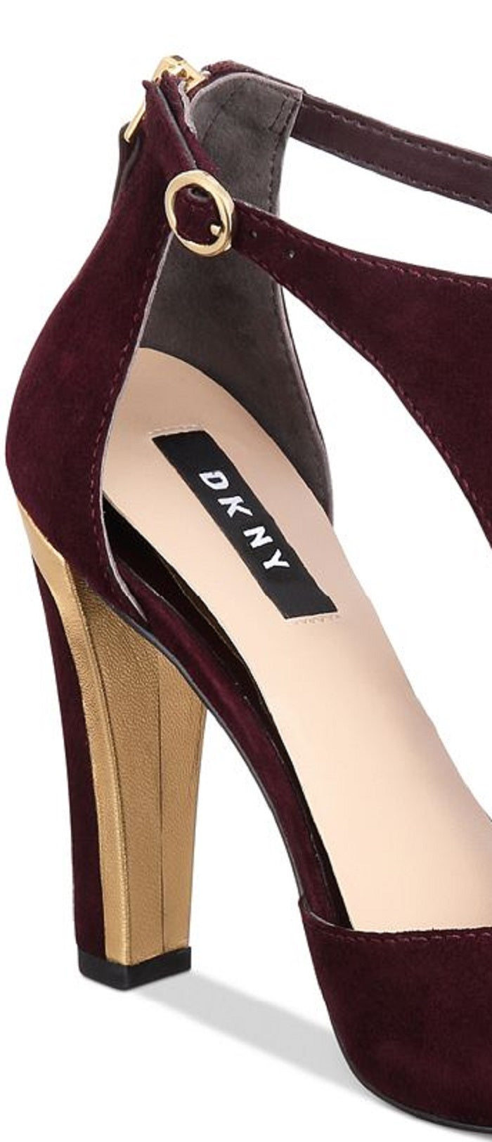 DKNY Colby Leather Scarpin Feminino Aberto com Tira em T e Salto Alto Clássico Vermelho Tamanho 9,5