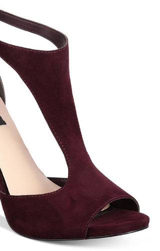 DKNY Colby Leather Scarpin Feminino Aberto com Tira em T e Salto Alto Clássico Vermelho Tamanho 9,5