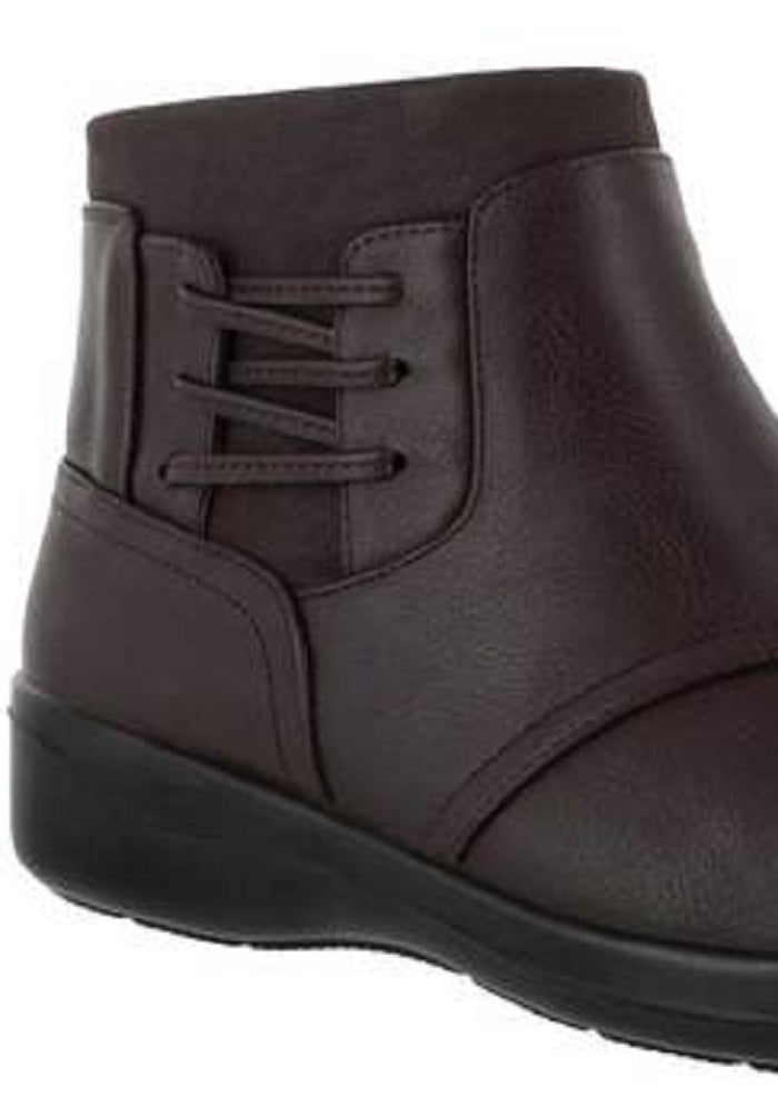 Botas femininas Easy Street com bico redondo e zíper, marrom, 8,5 m
