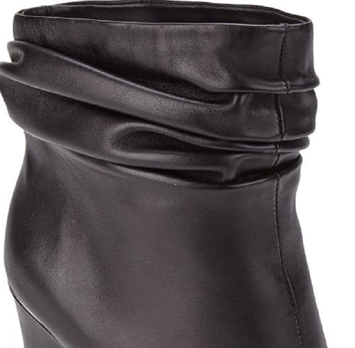 Botas femininas DKNY Sabel Leather Almond Toe Ankle Fashion, pretas, tamanho 8
