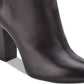 Botas femininas DKNY Sabel Leather Almond Toe Ankle Fashion, pretas, tamanho 8