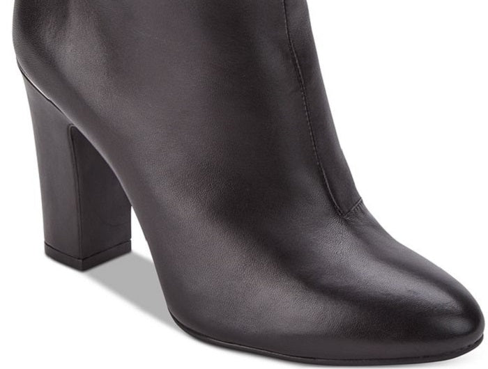 Botas femininas DKNY Sabel Leather Almond Toe Ankle Fashion, pretas, tamanho 8