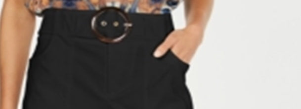 Shorts com cinto feminino INC International Concepts, preto, tamanho 2