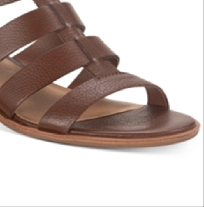 Sandálias femininas American Rag Sonia Suede Peep Toe Casual com tira no tornozelo Marrom Tamanho 9,5M