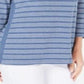 Blusa feminina Karen Scott de algodão listrada com bainha ventilada, azul, tamanho extragrande