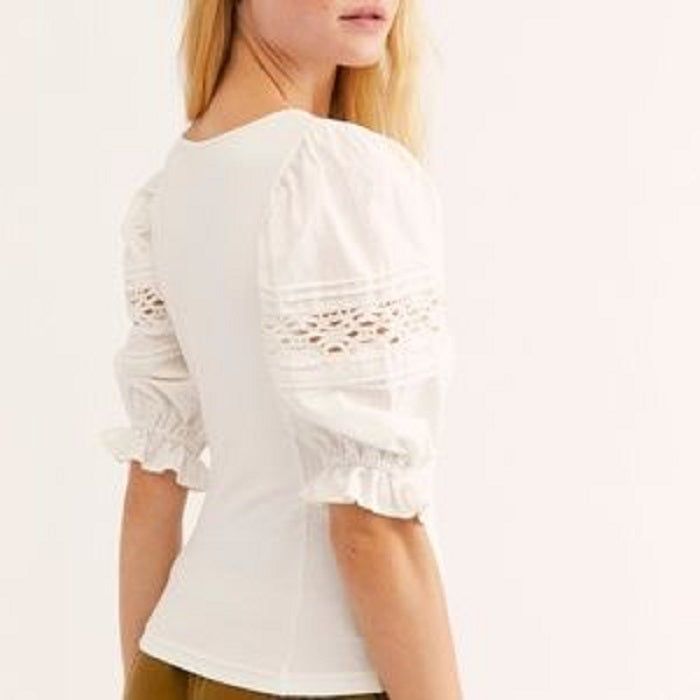 Camiseta feminina Something Special da Free People, branca, tamanho pequeno