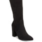 Material Girl Botas femininas Bravy com bico fechado e acima do joelho, pretas, tamanho 9 M