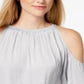 Blusa Alfani Feminina Smocked com Ombros Vazados Cinza Tamanho Pequeno Médio