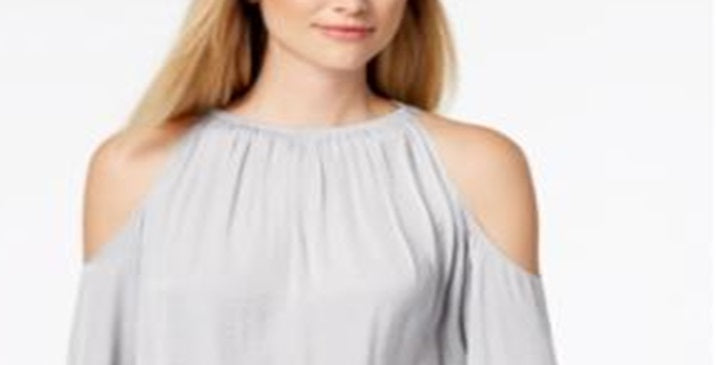 Blusa Alfani Feminina Smocked com Ombros Vazados Cinza Tamanho Pequeno Médio