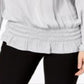 Blusa Alfani Feminina Smocked com Ombros Vazados Cinza Tamanho Pequeno Médio