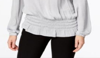 Blusa Alfani Feminina Smocked com Ombros Vazados Cinza Tamanho Pequeno Médio