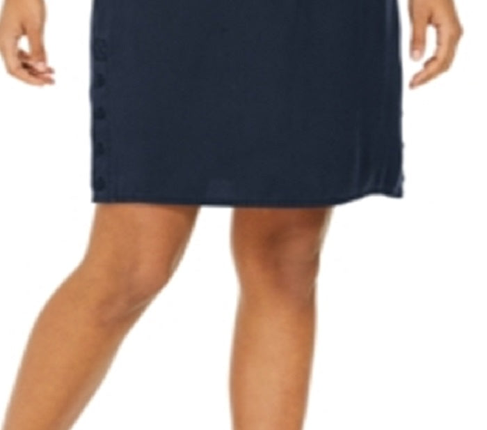 Saia-calça feminina estilo &amp; co, cor azul, tamanho pequeno, com cordão, em tencel