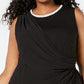 Vestido de festa drapeado plus size feminino MSK, preto, tamanho 22W