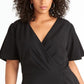 Vestido feminino Rachel Roy com babados, manga curta, decote em V, comprimento chá, falso, para usar no trabalho, preto, tamanho 16W