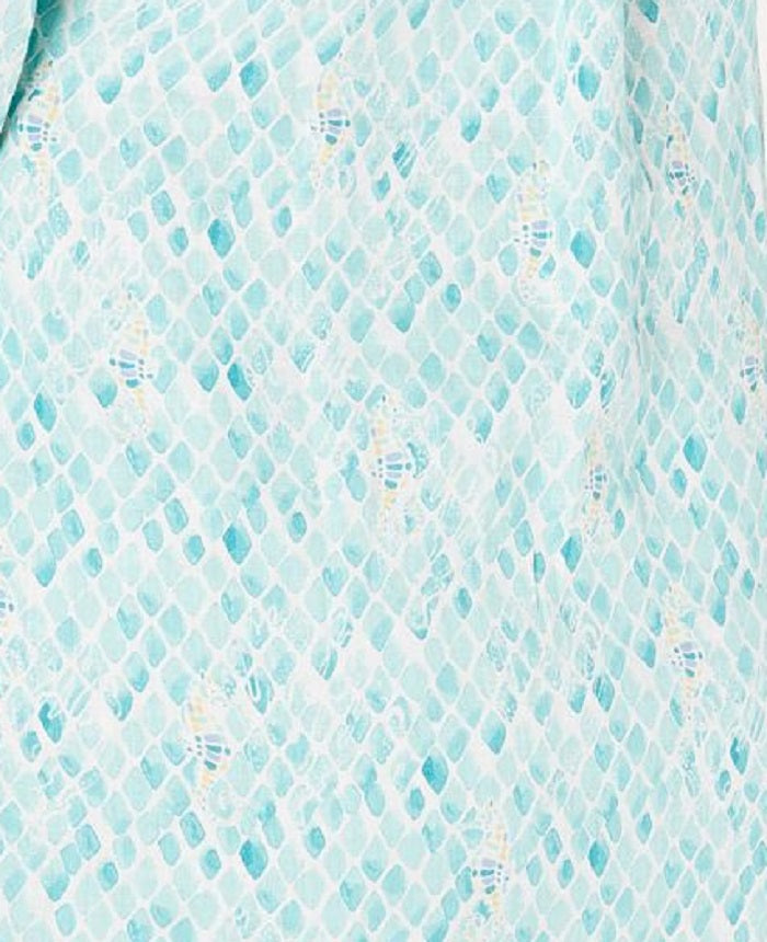Blusa de linho feminina Charter Club Plus com estampa frontal de botões e mangas dobradas, tamanho 4X