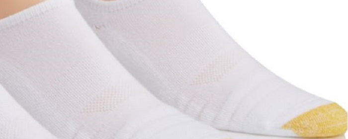 Meias invisíveis Gold Toe The Sneaker Masculinas Brancas Tamanho 8-11