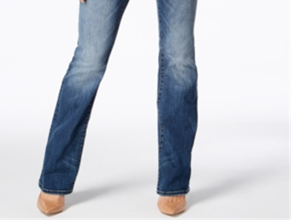 Calça jeans feminina stretch com cintura média e corte reto, da INC International Concepts, azul, tamanho 0