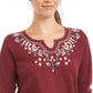Blusa térmica feminina de algodão com decote dividido e bordado Style &amp; Co, marrom, tamanho XX-G
