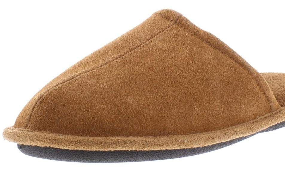 Pantufas masculinas Gold Toe de camurça com espuma viscoelástica, tamanho extragrande, marrom