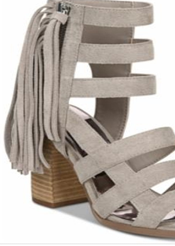 Sandálias femininas Carlos By Carlos Santana Neveah Suede Gladiator, cinza, tamanho 8,5 M
