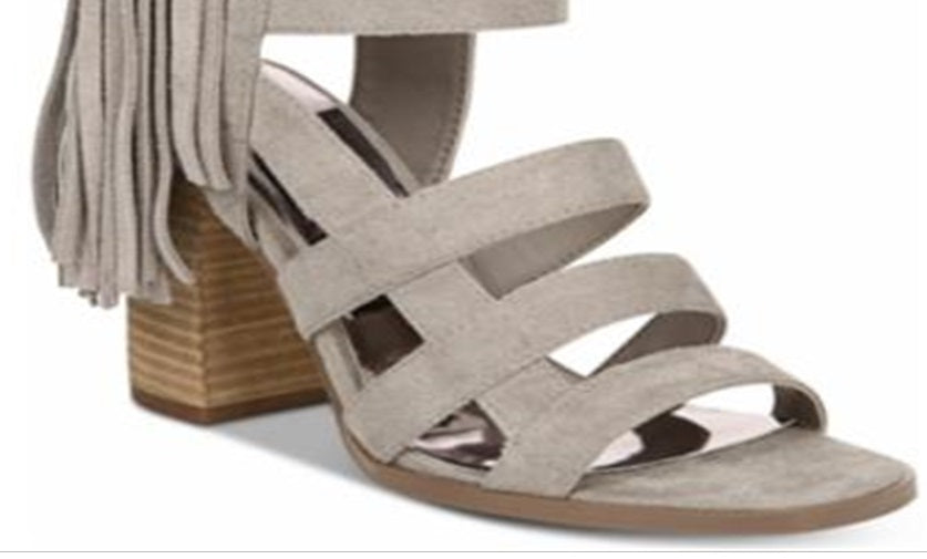 Sandálias femininas Carlos By Carlos Santana Neveah Suede Gladiator, cinza, tamanho 8,5 M