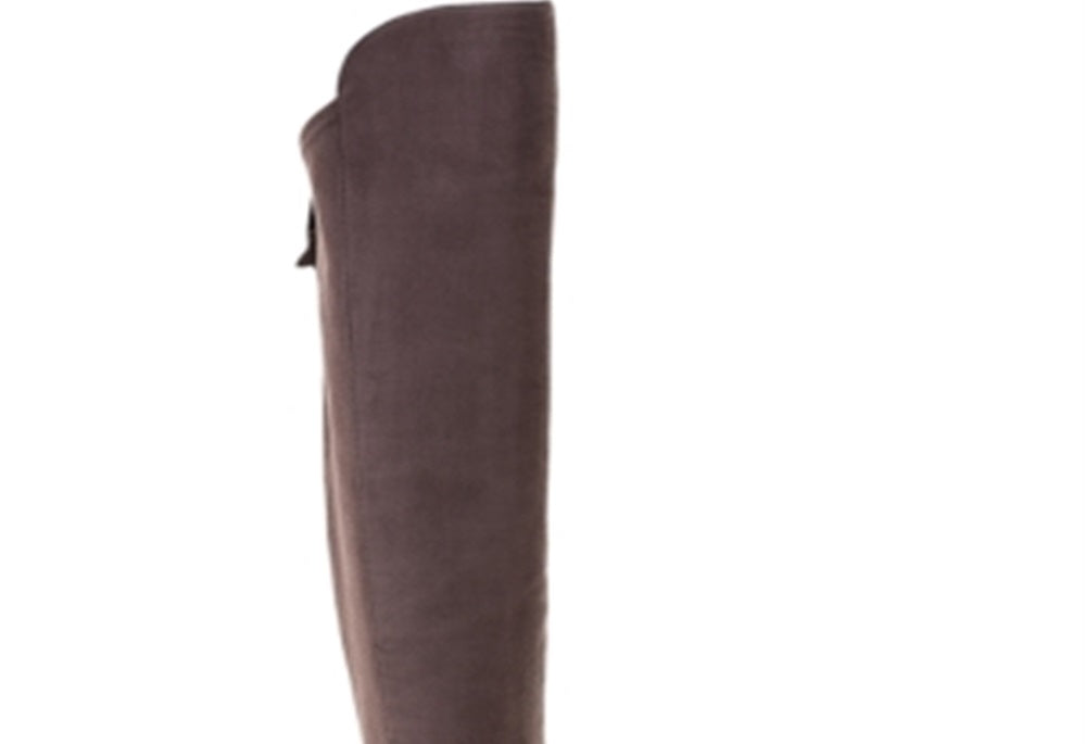 Botas femininas estilo amêndoa acima do joelho, tamanho 5,5 M, marrom