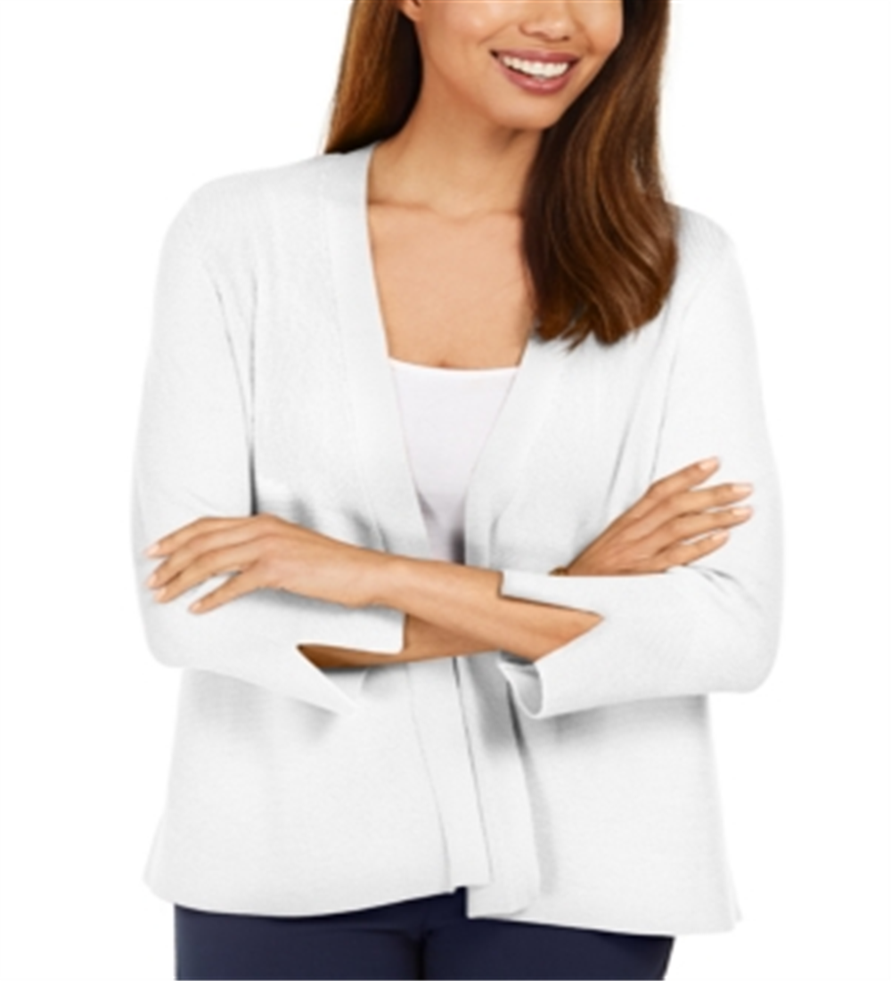 Cardigan feminino JM Collection com mangas divididas e nervuras mistas, tamanho X-S