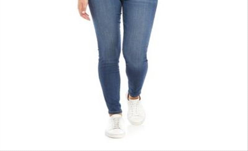 Calça jeans skinny feminina rosa celebridade, cintura alta, azul, tamanho 1