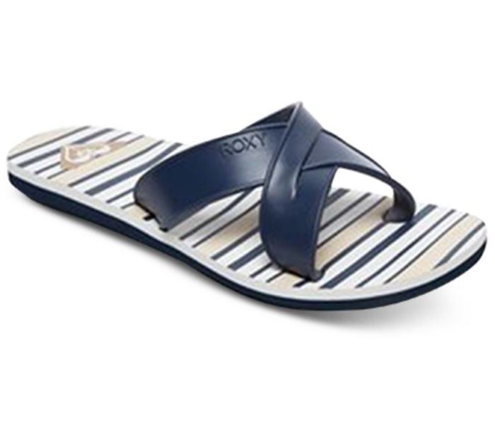 Chinelo Roxy Carlio Feminino Listrado Azul Tamanho 7 B