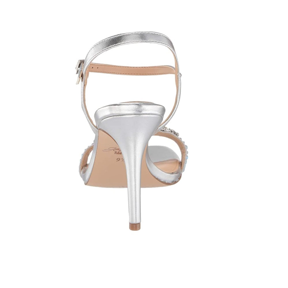 Jewel Badgley Mischka Natasha Patente slingback salto alto feminino prateado tamanho 6,5 m