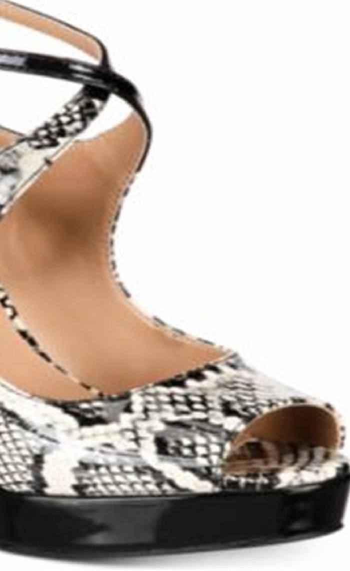 Sapatos femininos Thalia Sodi Chelsie2 Peep Toe com tira no tornozelo, pretos, tamanho 8 M