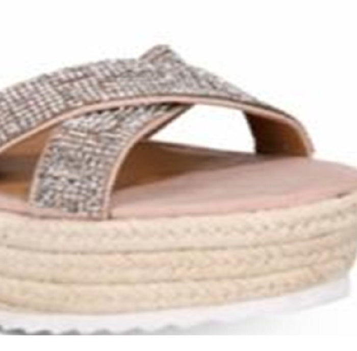 Material Girl Sandálias plataforma casuais femininas Mbrinnyf de algodão com bico aberto, rosa, tamanho 7 M