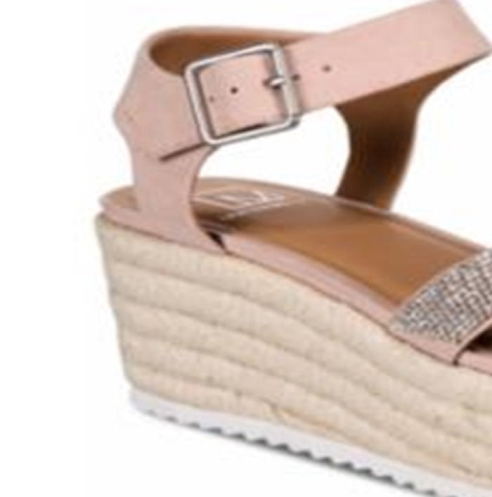 Material Girl Sandálias plataforma casuais femininas Mbrinnyf de algodão com bico aberto, rosa, tamanho 7 M