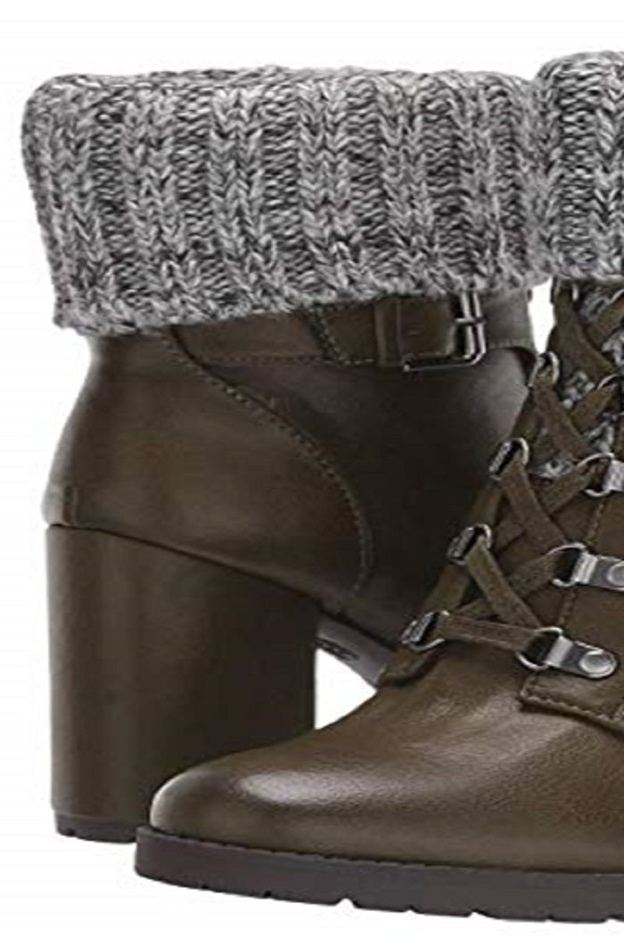 Botas de motociclista femininas Circus By Sam Edelman Calgary de couro sintético com cadarço, verde, tamanho 9M