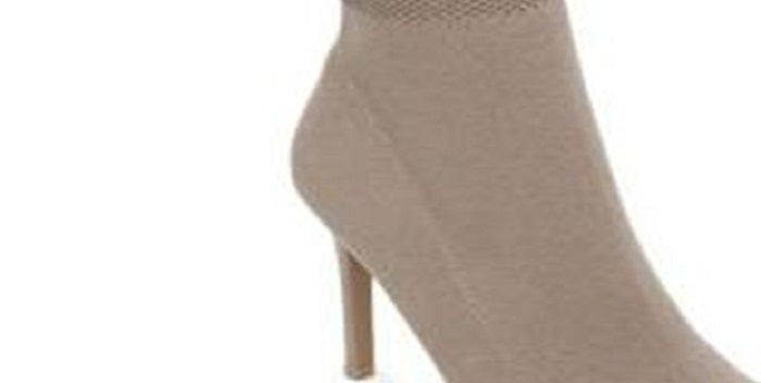 Botas femininas Steve Madden Cookie Fabric bico fino cano médio cinza tamanho 8,5 M