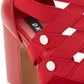 Sandálias femininas DKNY Heva Leather com salto de tiras, vermelhas, 9,5, médias