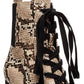 Botas de caminhada femininas Steve Madden, bico redondo, salto bloco, cadarço, couro, bege, tamanho 9