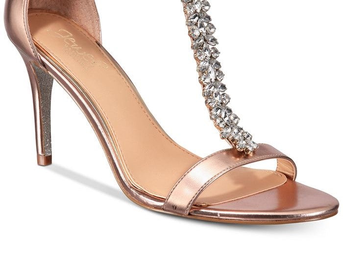 Badgley Mischka Sandálias Janna Abertas Casuais com Tira em T para Mulheres Rosa Tamanho 8,5 M