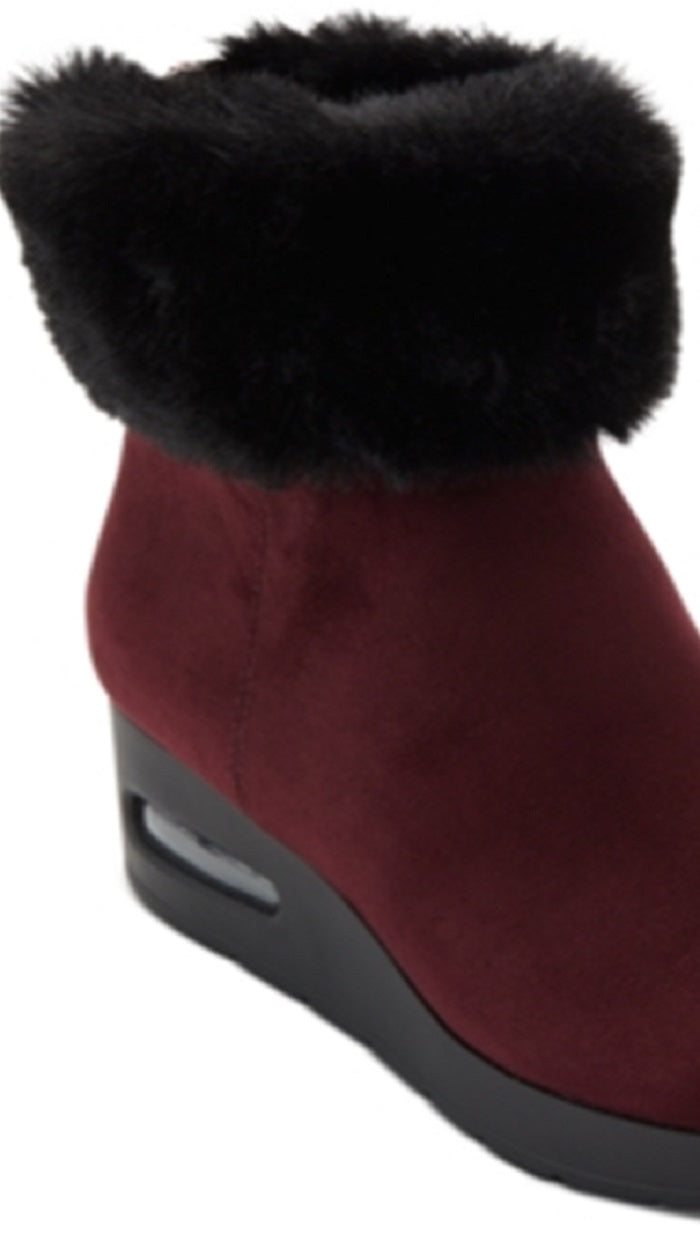 Botas femininas DKNY Abri de pele sintética, bico redondo, cano curto, tamanho 9,5, vermelhas