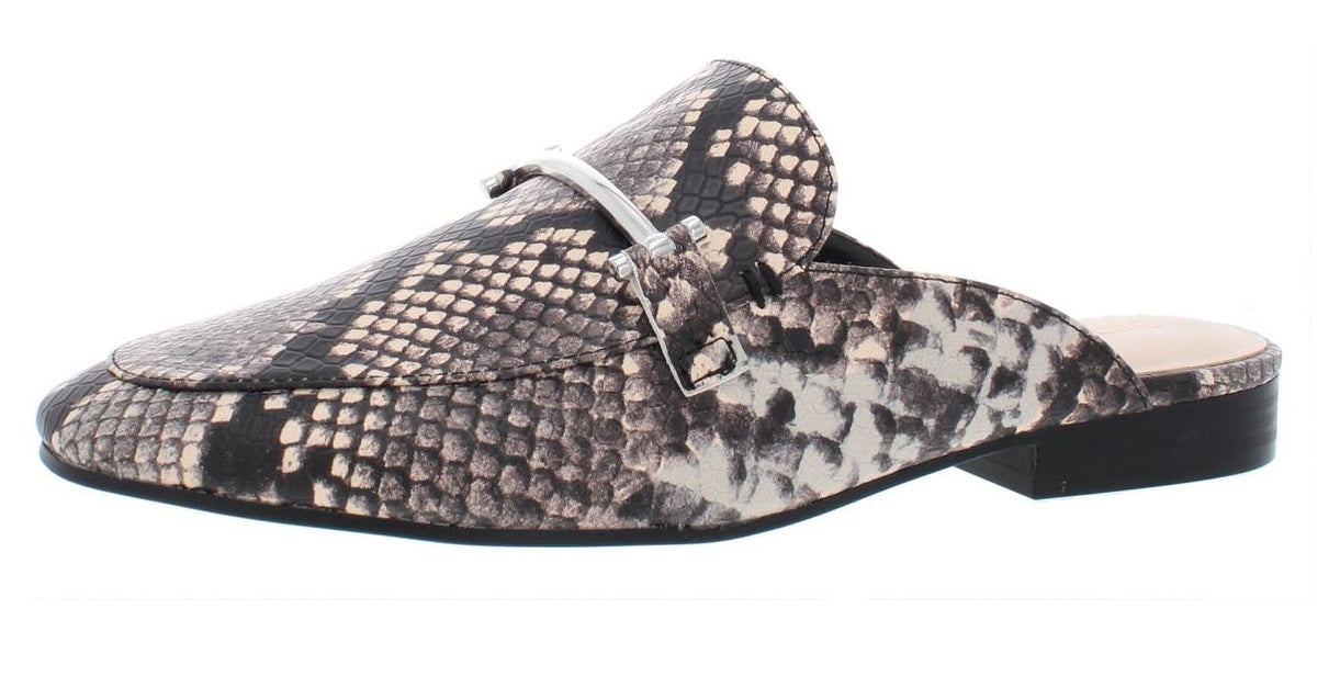 Mulas femininas Enzo Angiolini Taisie de couro com bico redondo, pretas, tamanho 9 M