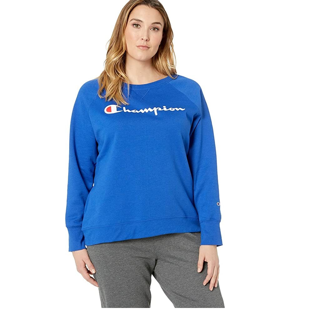 Moletom feminino Champion Fleece Crew Azul Tamanho XX-G