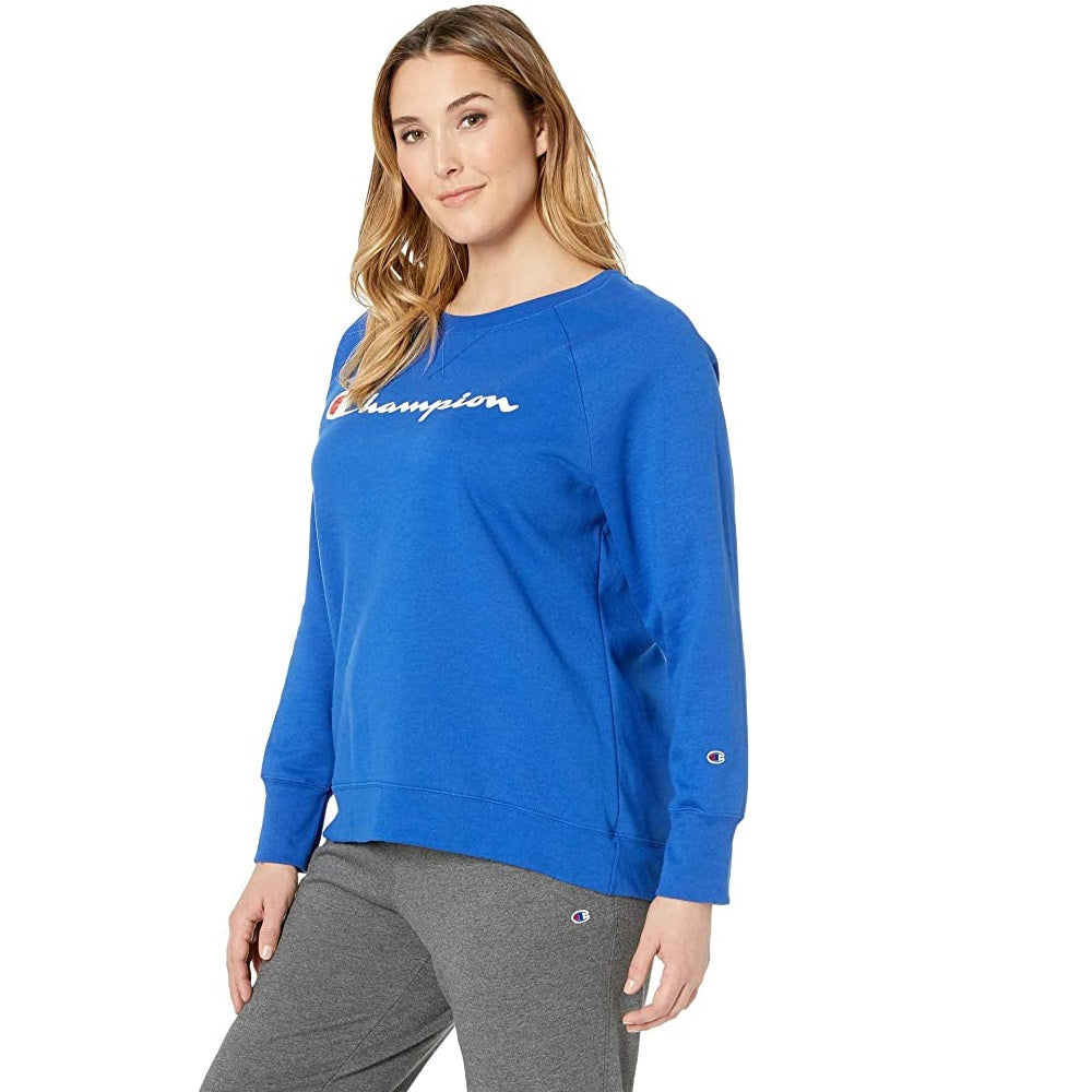 Moletom feminino Champion Fleece Crew Azul Tamanho XX-G
